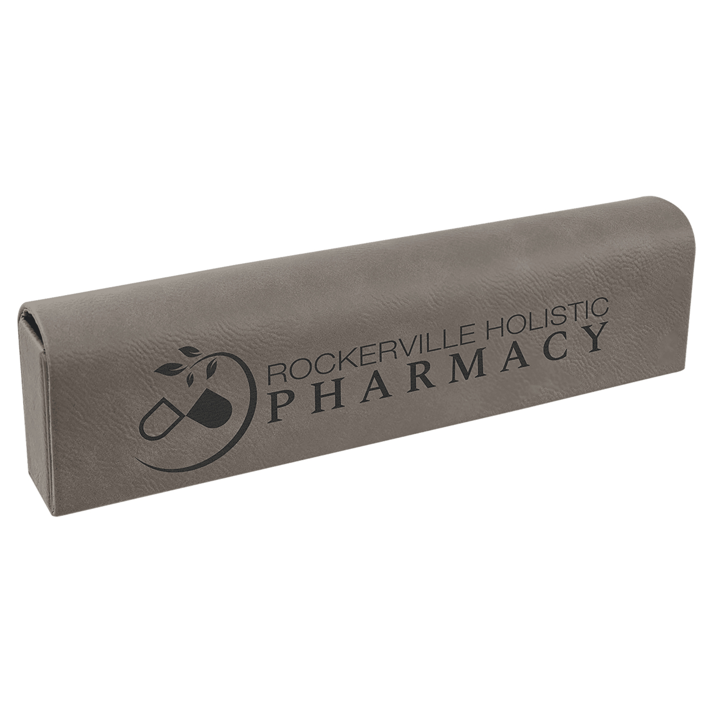 Personalized Gray Lasered Leatherette Pill Box with Days of the Week Organizer