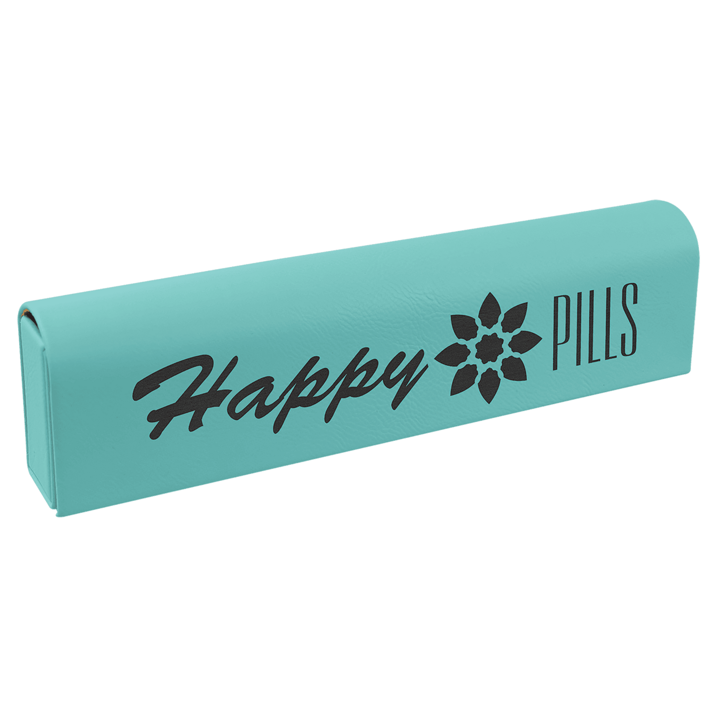 Personalized Teal Lasered Leatherette Pill Box with Days of the Week Organizer