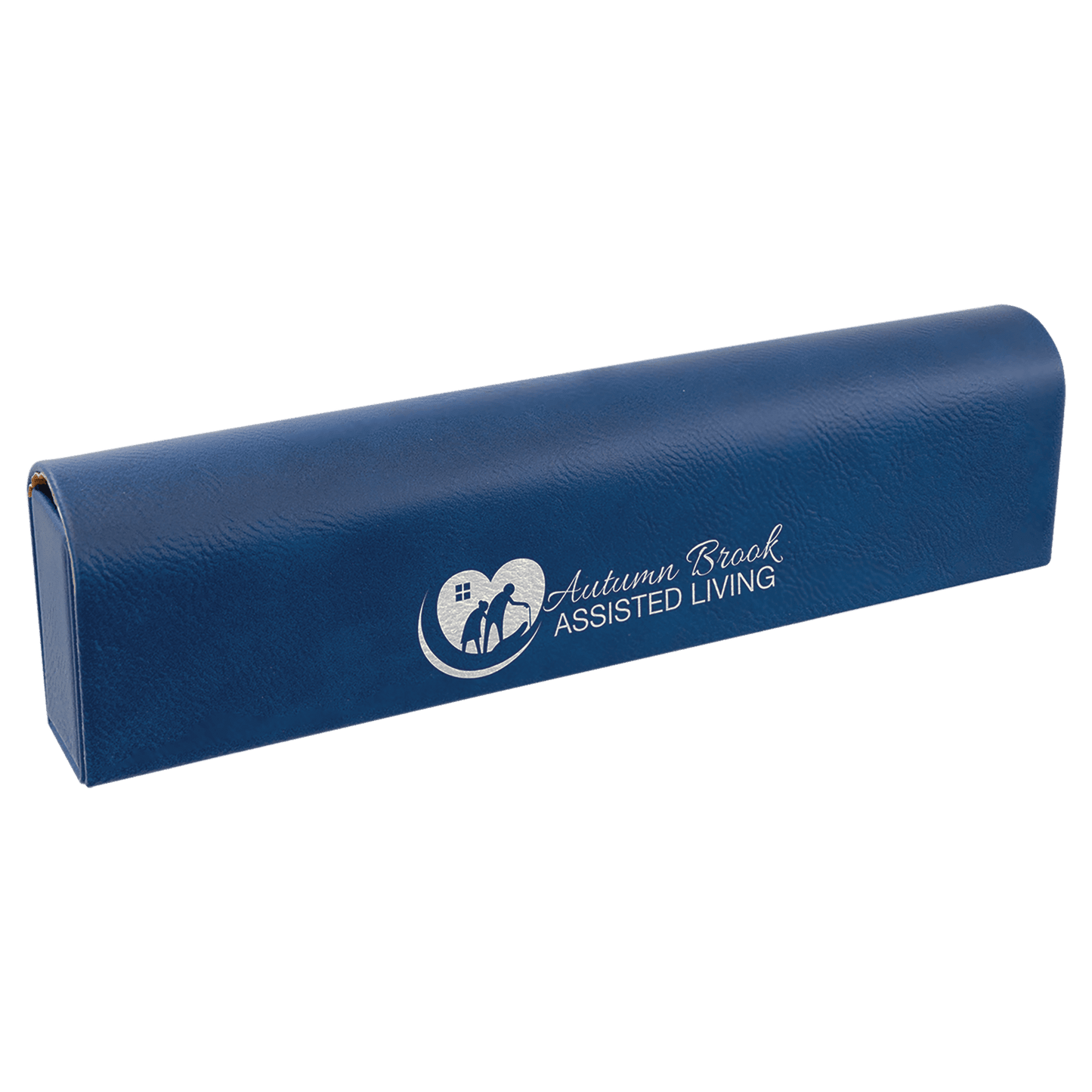 Personalized Blue/Silver Lasered Leatherette Pill Box with Days of the Week Organizer