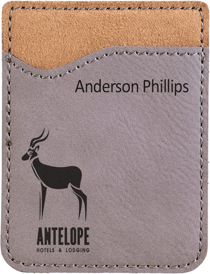 Personalized Gray Leatherette Phone Wallet - Leatherette