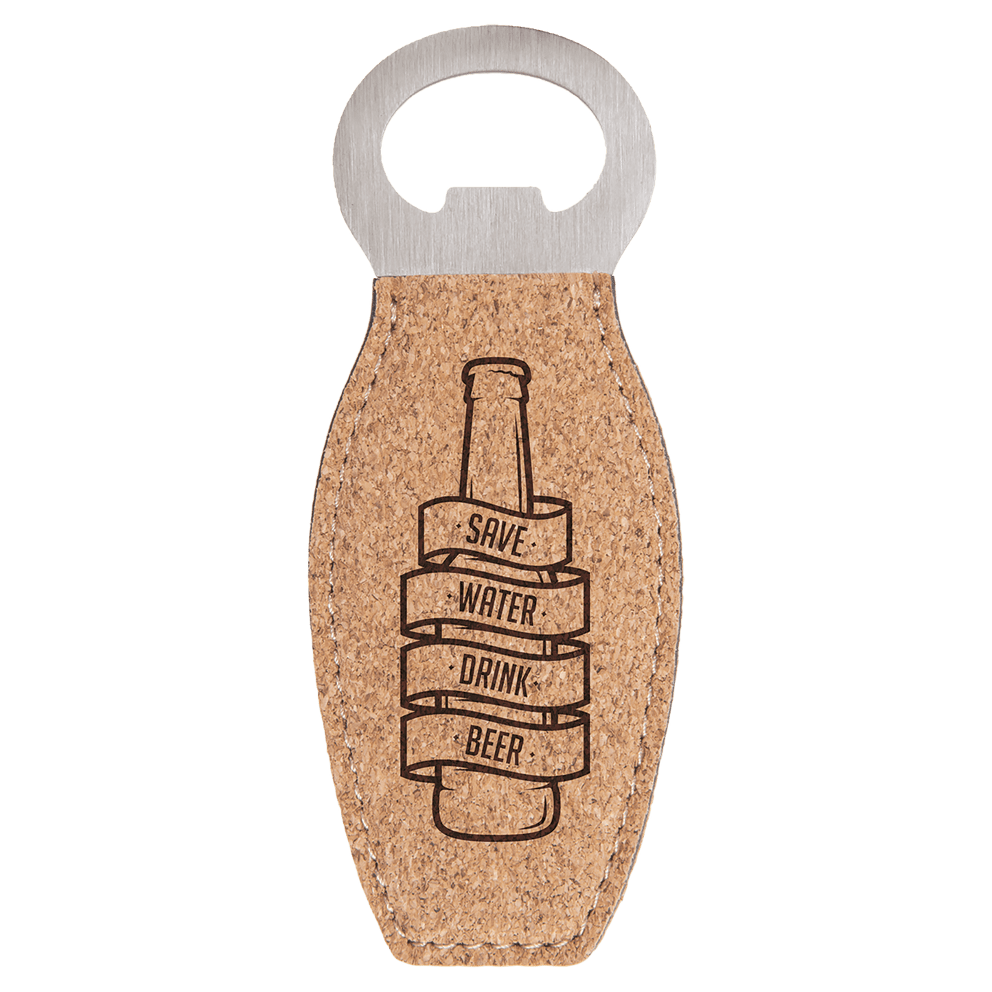 Cork Magnetic Personalized Bottle Opener - Stainless Steel