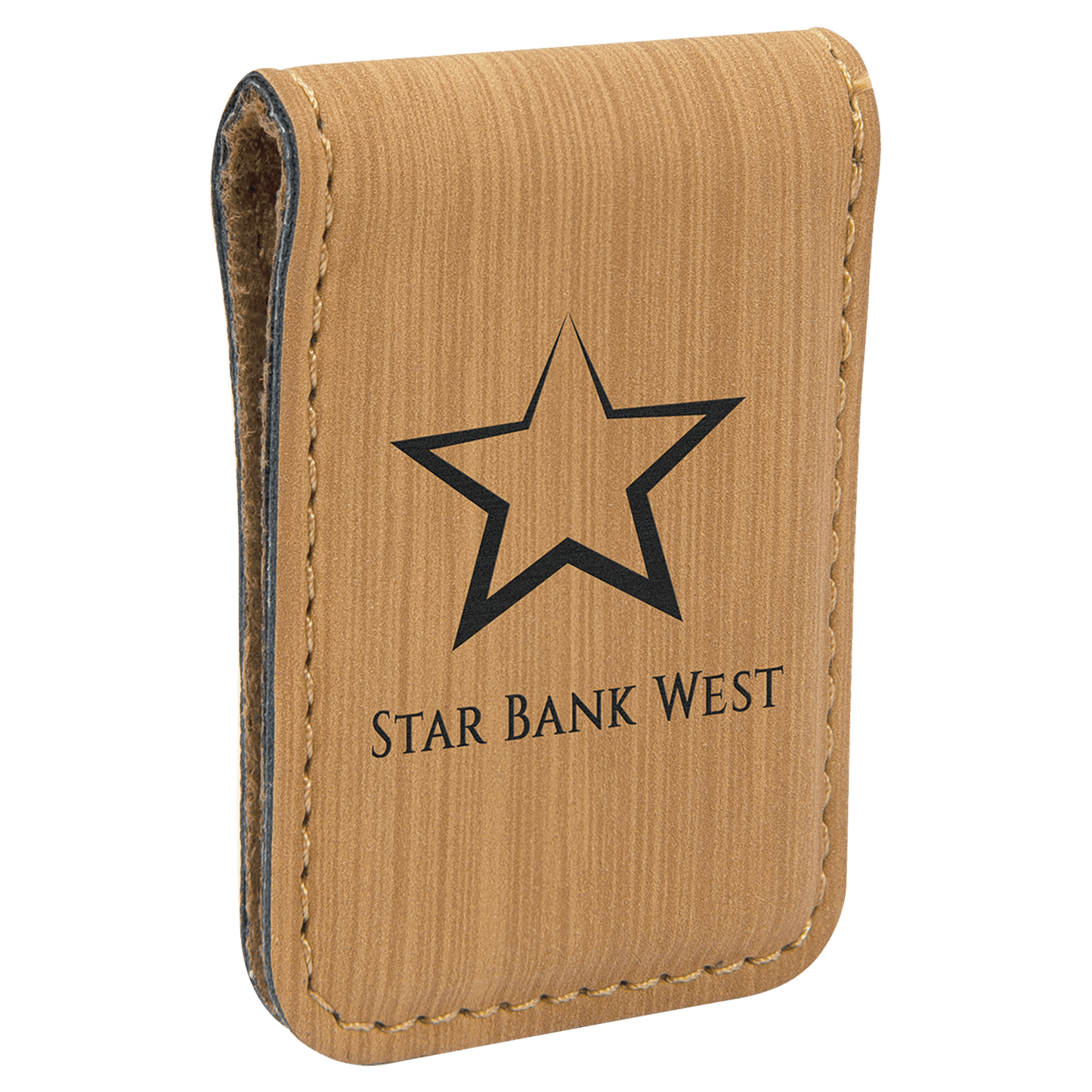 Bamboo Leatherette Engraved Money Clip - Leatherette