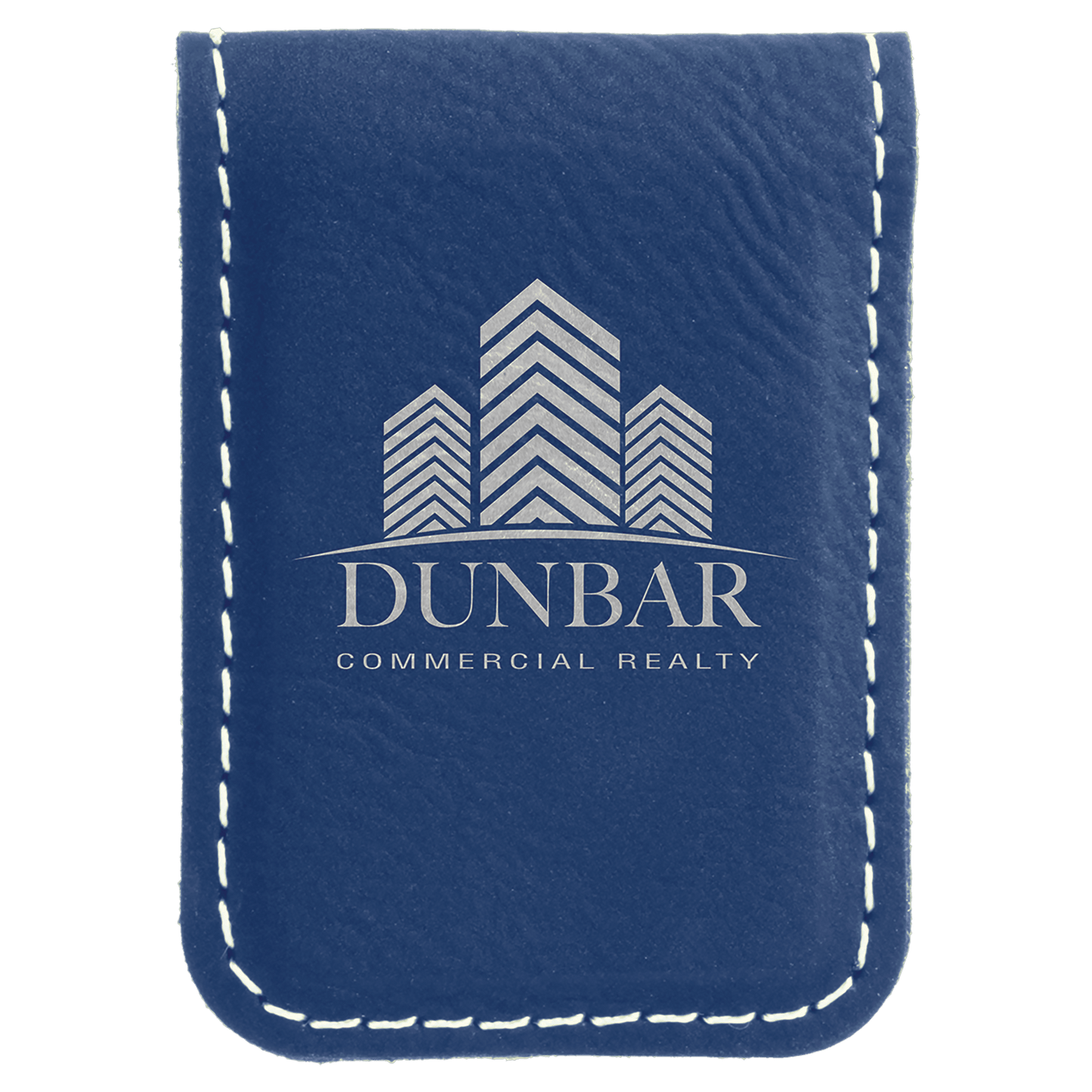 Blue/Silver Leatherette Engraved Money Clip - Leatherette