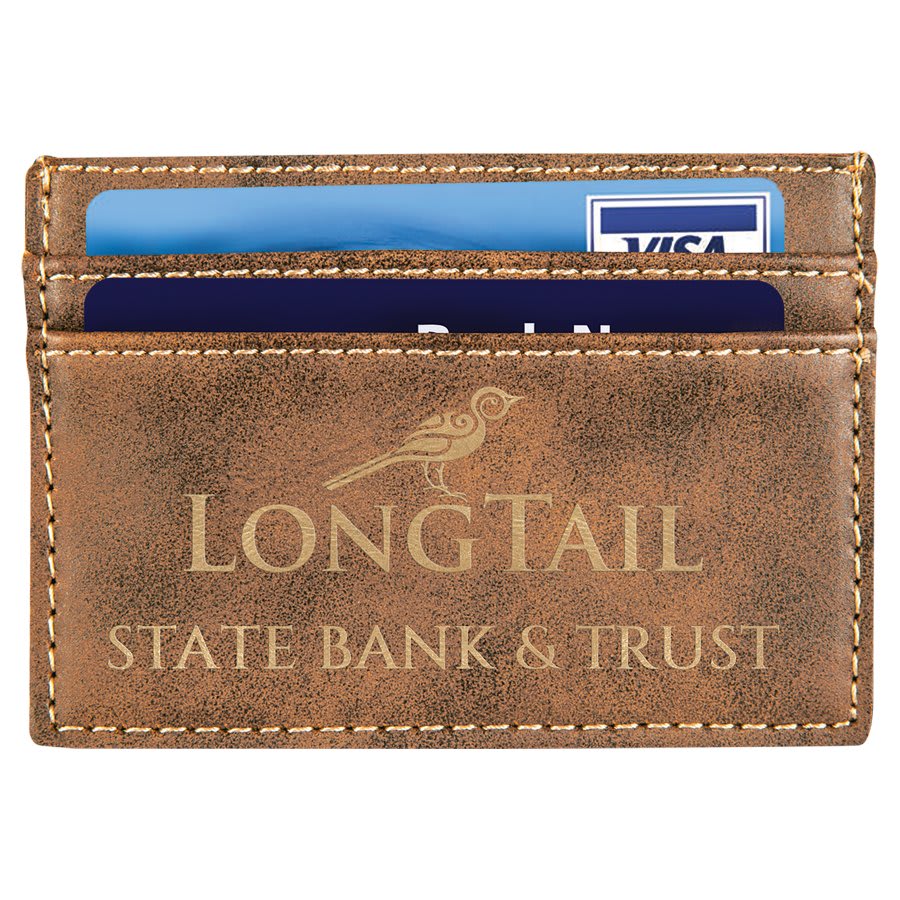Personalized Rustic/Gold Leatherette Wallet Clip - Leatherette