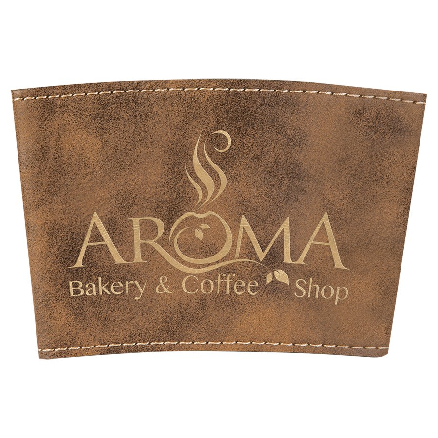 Rustic/Gold Leatherette Custom Mug Sleeve - Leatherette