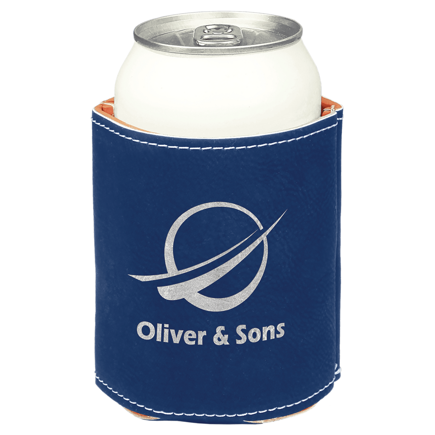 Custom Blue/Silver Leatherette Beverage Holder - Leatherette