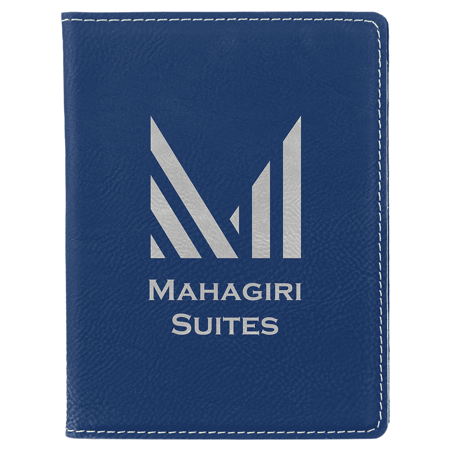 Personalized Blue/Silver Leatherette Passport Holder - Leatherette