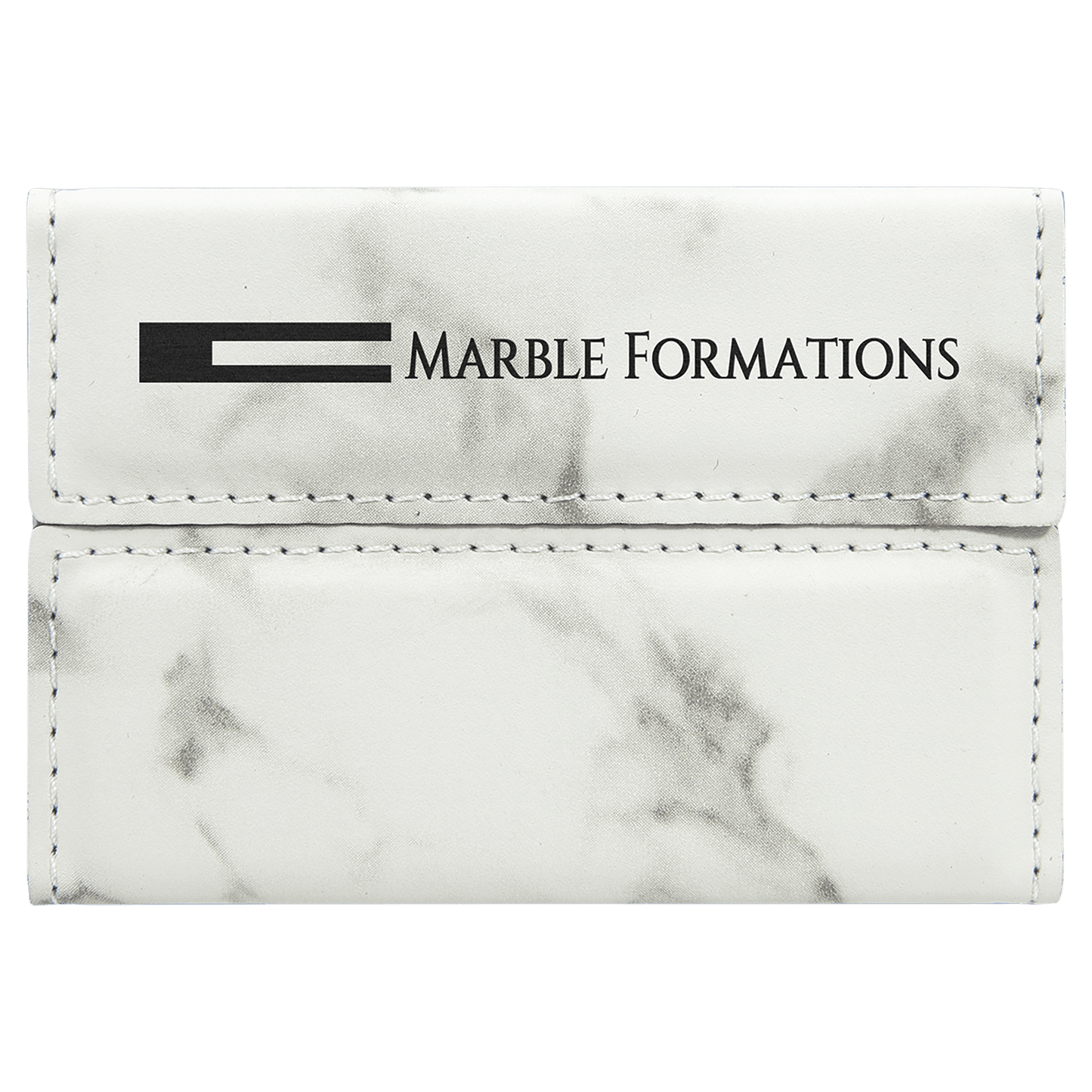 Personalized White Marble Leatherette Hard Business Card Case with Magnetic Closure - Leatherette