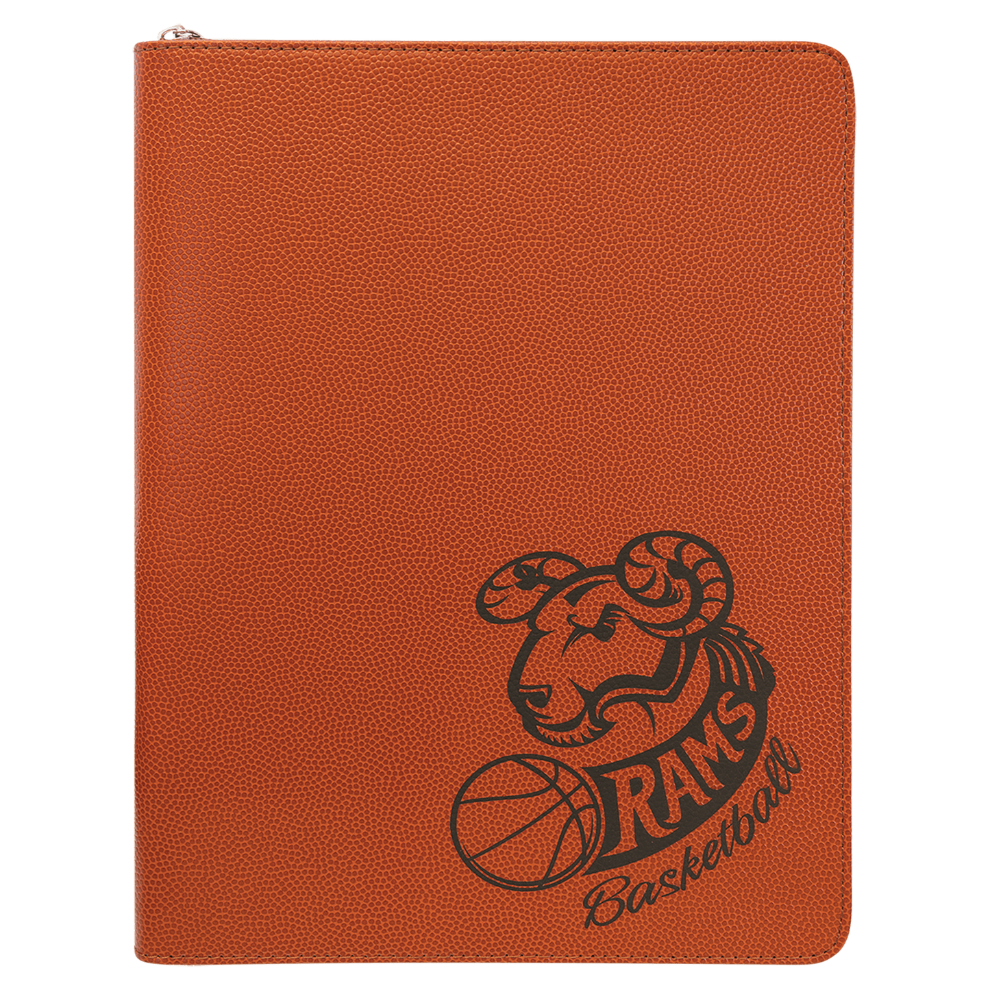 Personalized Basketball Leatherette Portfolio with Zipper and Notepad - Leatherette