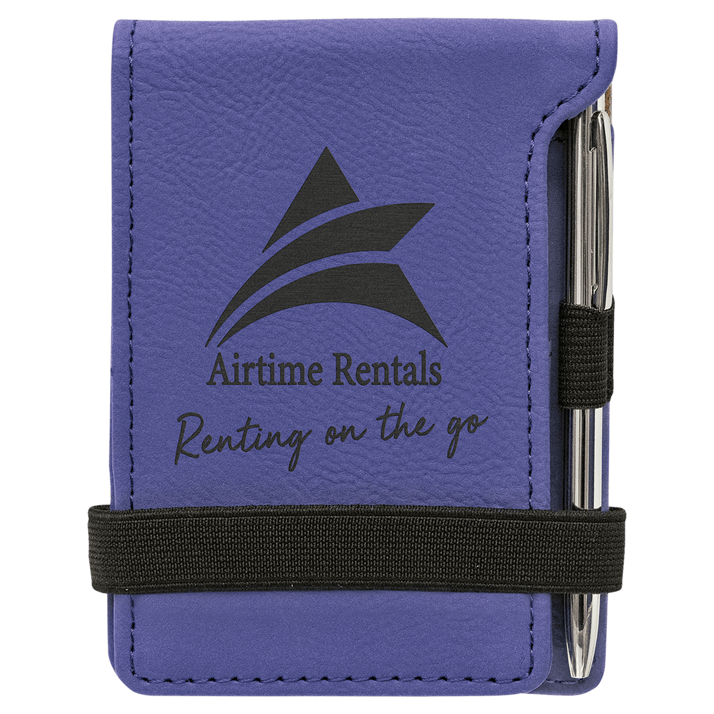 Personalized Purple Leatherette Mini Notepad with Pen - Leatherette