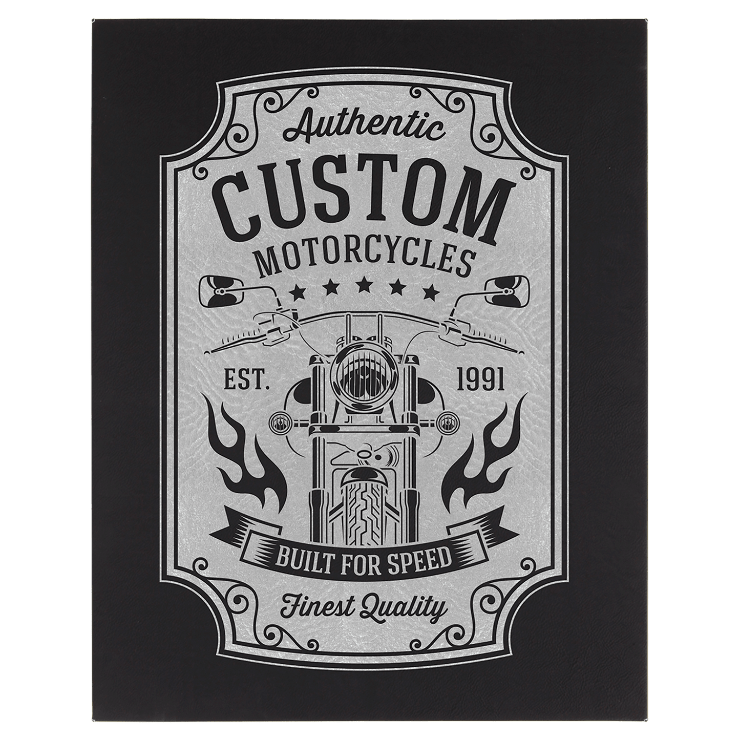Personalized Black/Silver Leatherette Wall Decor/Signage - Leatherette
