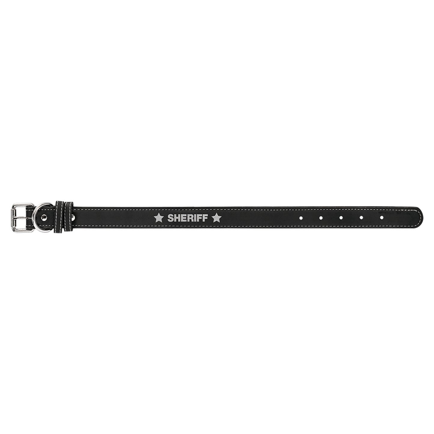 Personalized Black/Silver Small Leatherette Dog Collar - Leatherette