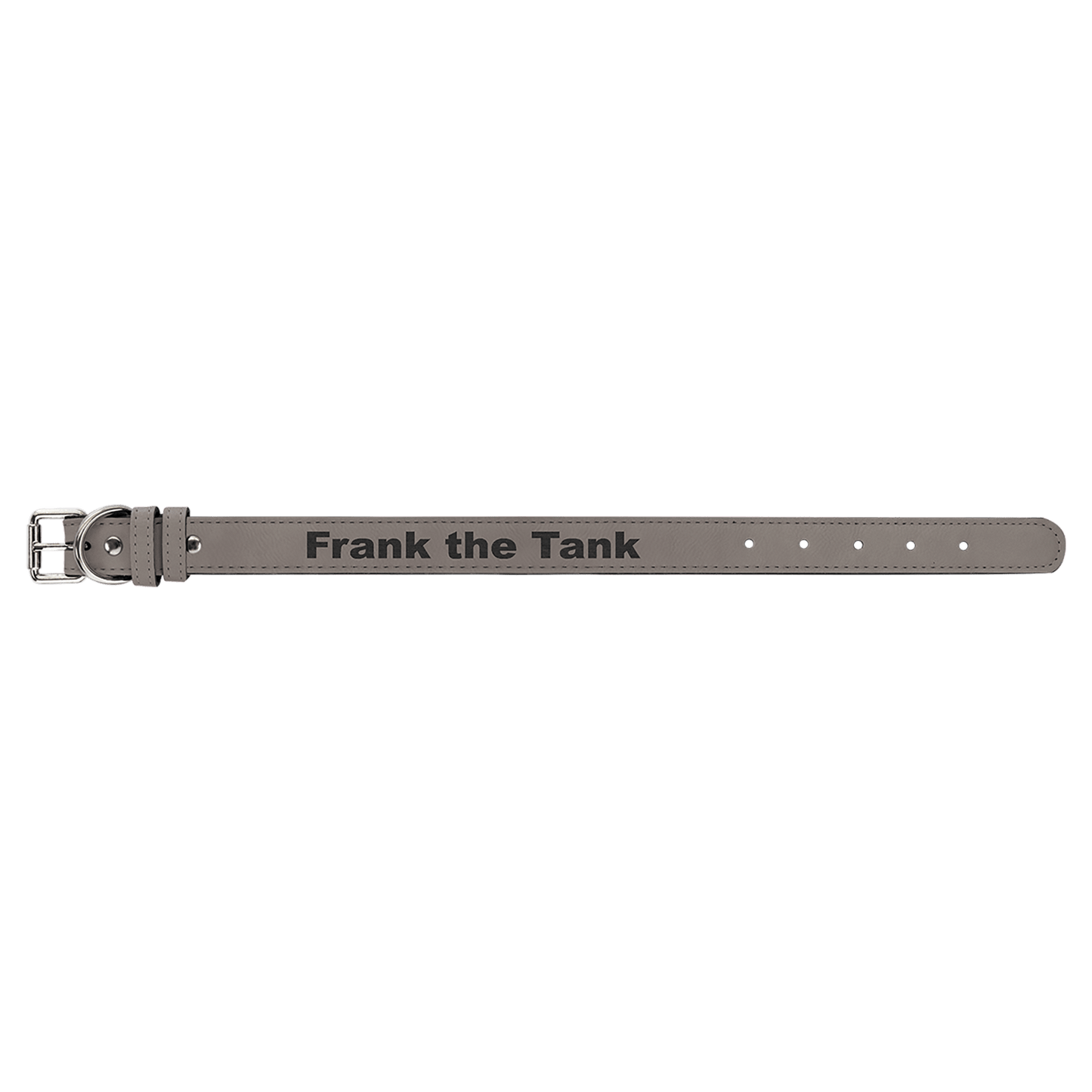Personalized Gray Medium Leathertte Dog Collar - Leatherette