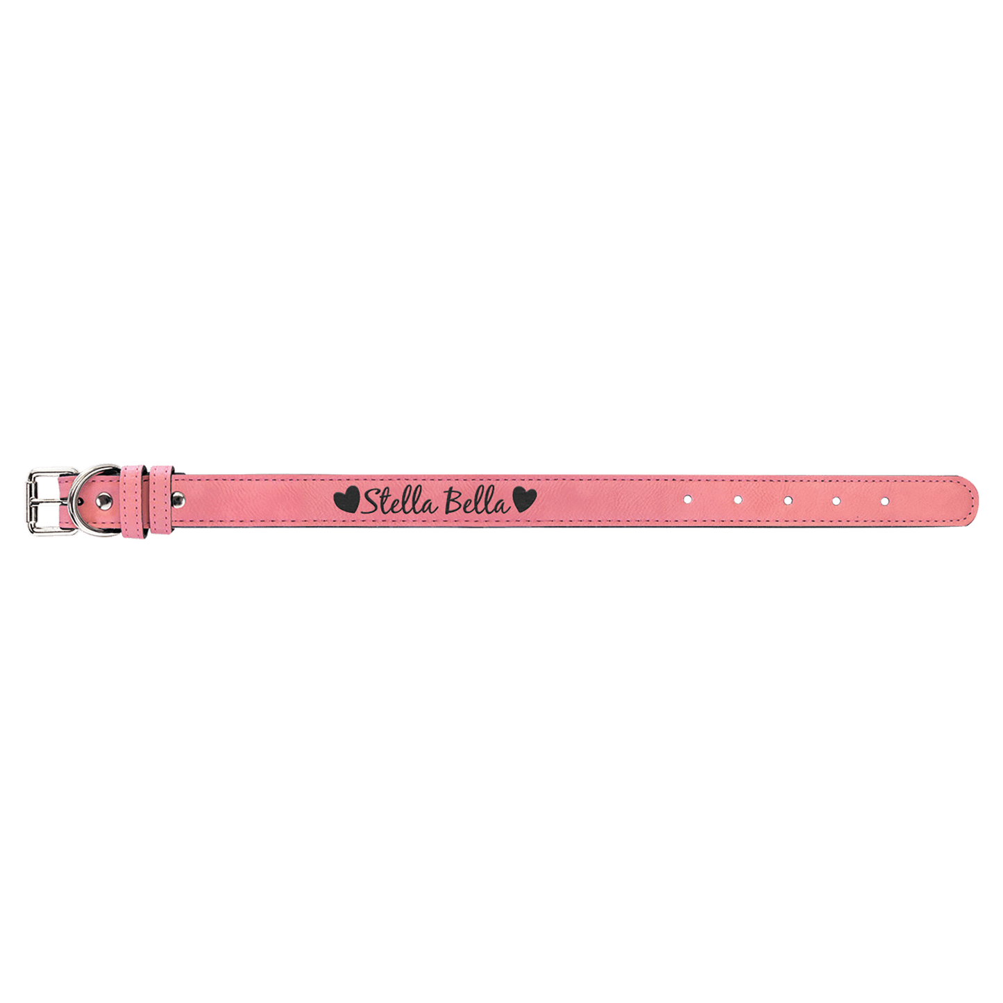 Personalized Pink Medium Leatherette Dog Collar - Leatherette