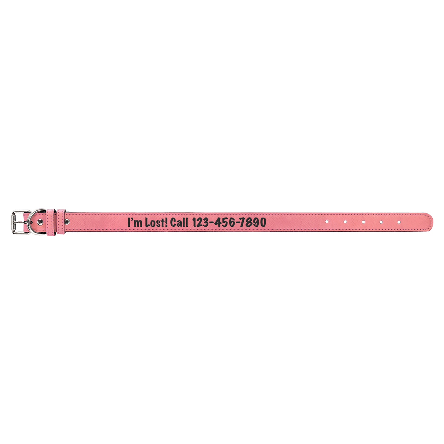 Personalized Pink Large Leatherette Dog Collar - Leatherette