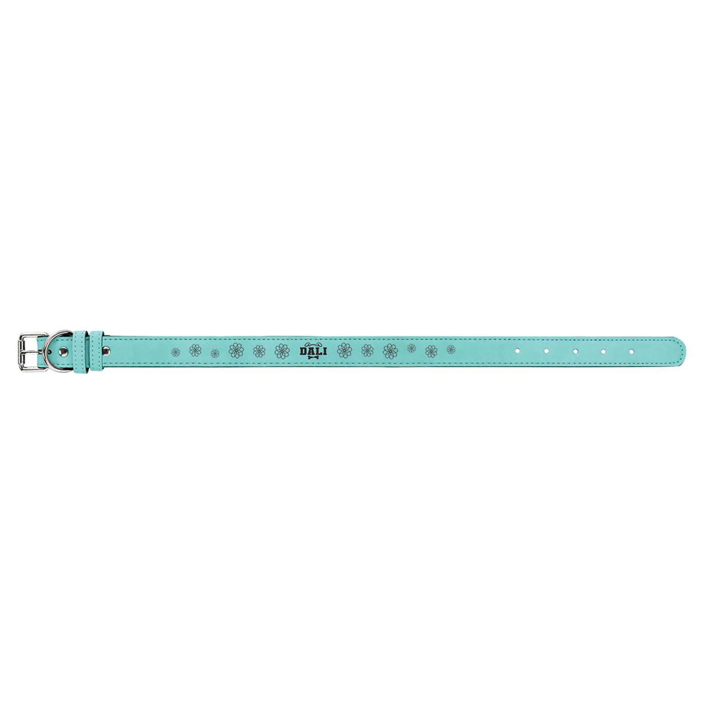 Personalized Teal Large Leatherette Dog Collar - Leatherette