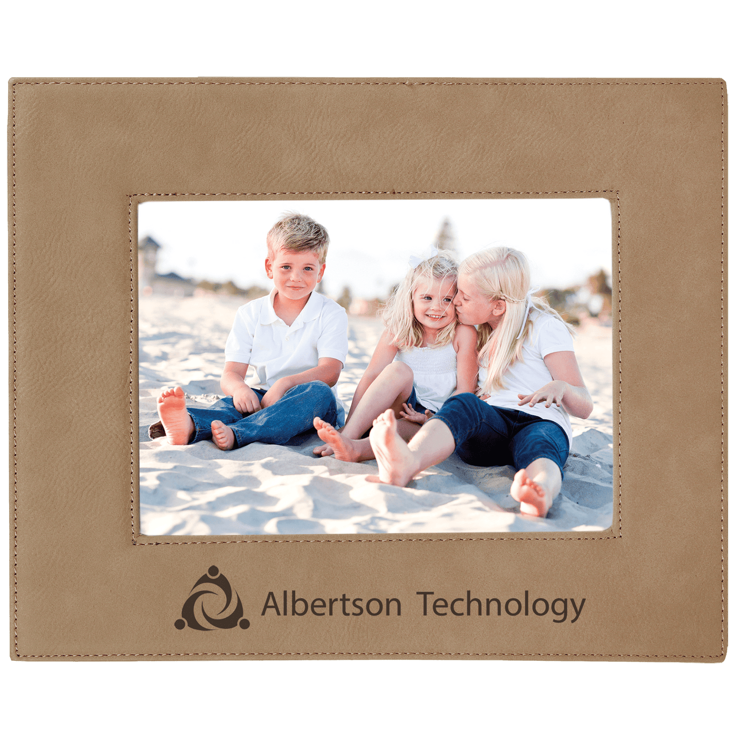 Light Brown Leatherette Photo Personalized Photo Frame - Leatherette