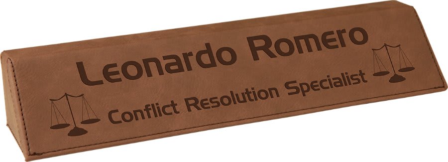 Dark Brown Leatherette Personalized Desk Wedge - Leatherette