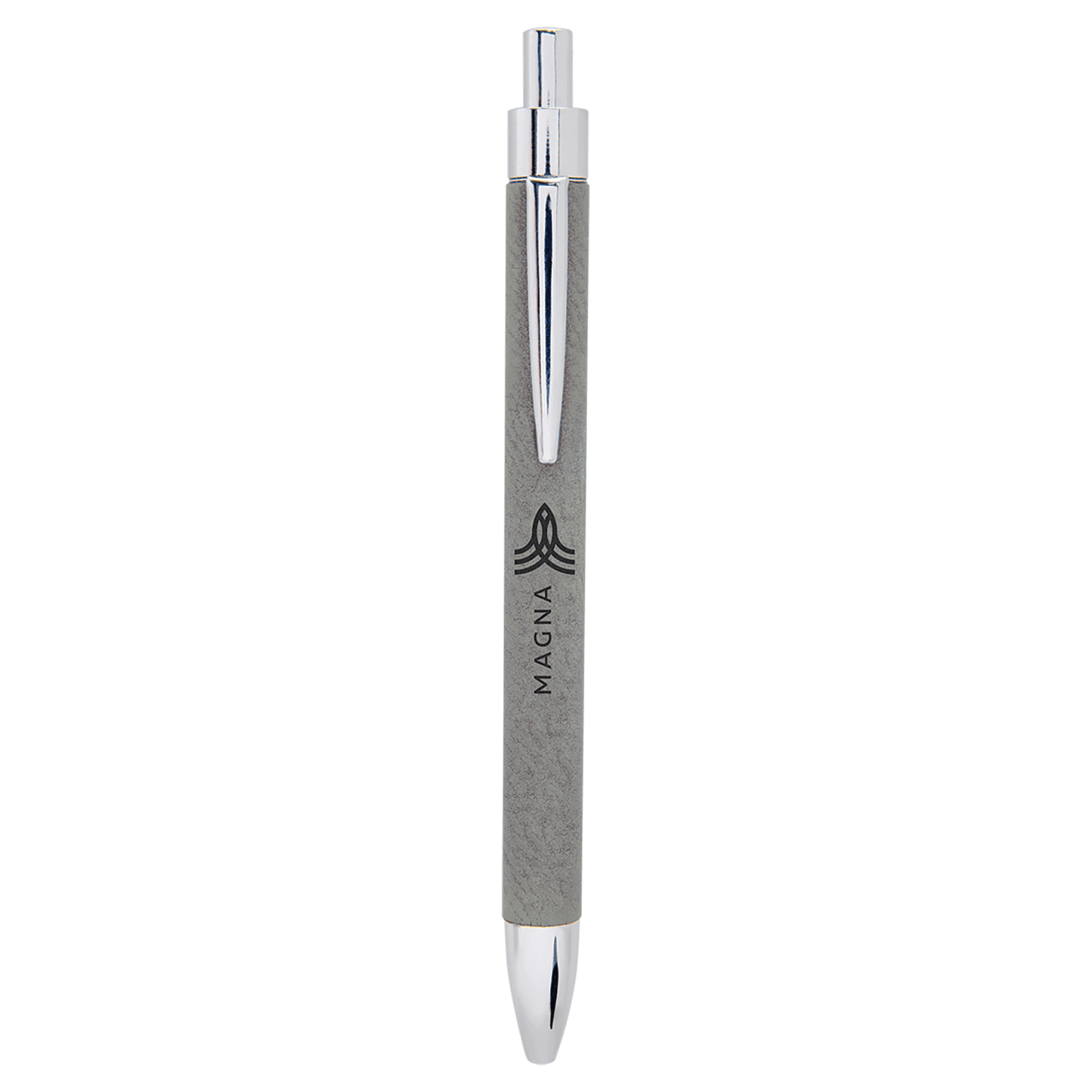 Personalized Gray Leatherette Ballpoint Pen - Leatherette