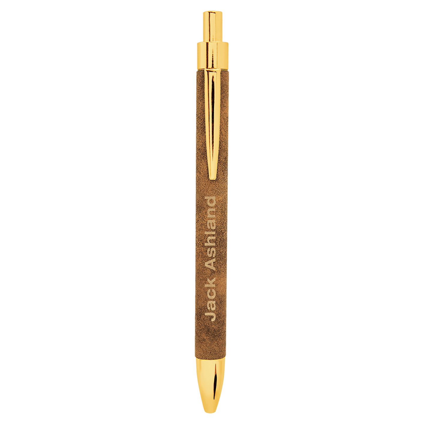 Personalized Rustic/Gold Leatherette Ballpoint Pen - Leatherette