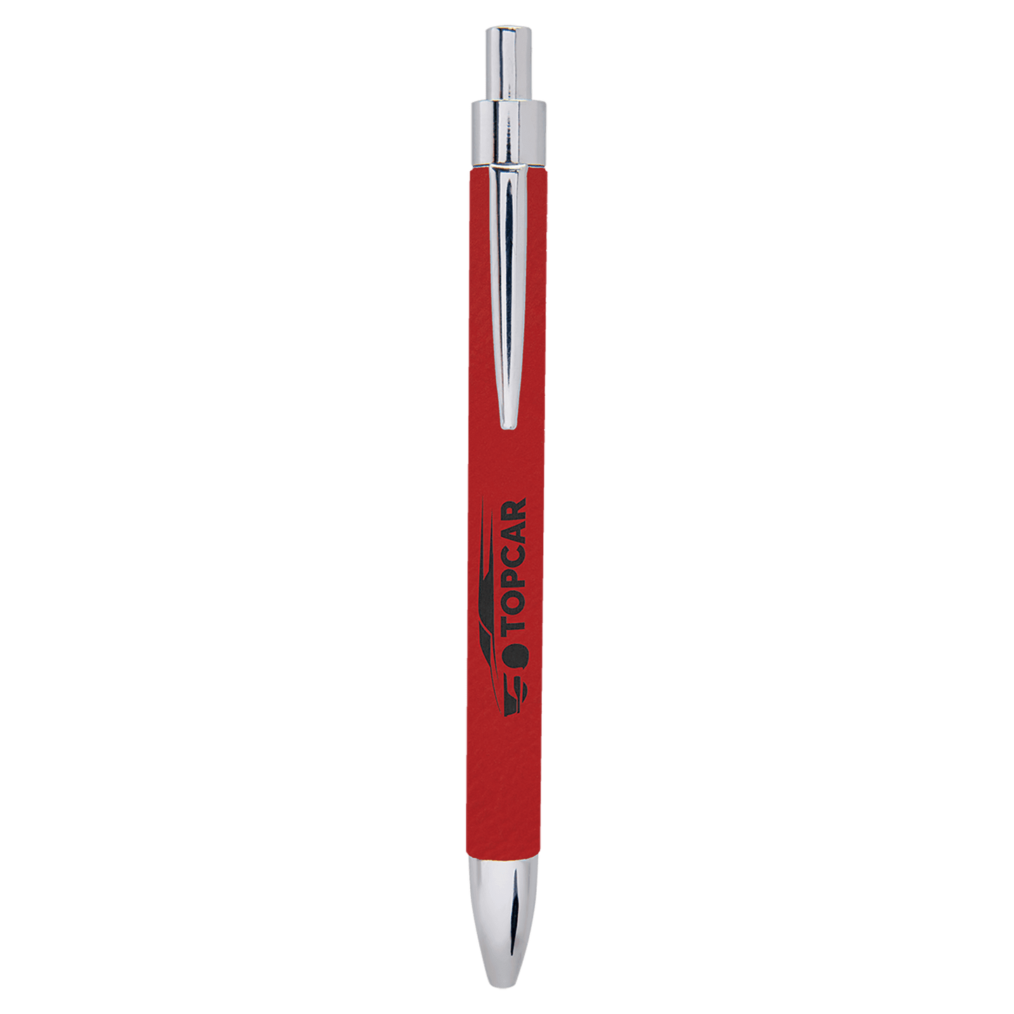 Personalized Red Leatherette Ballpoint Pen - Leatherette