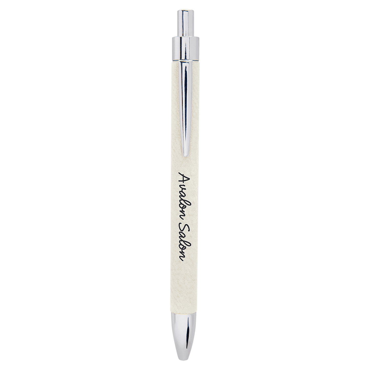 Personalized White Leatherette Ballpoint Pen - Leatherette