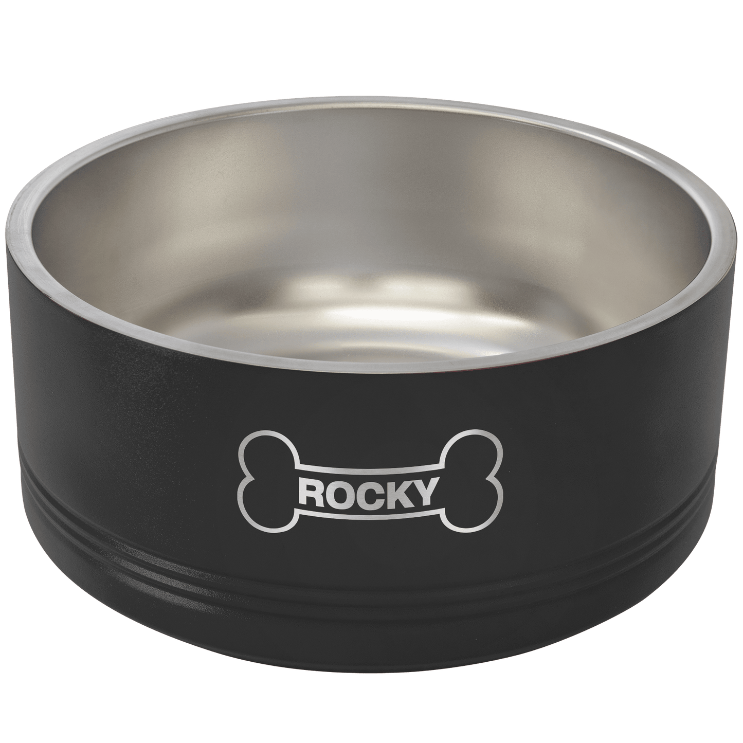 Personalized Black 64 oz. Polar Camel Powder Coated Stainless Steel Dog Bowl