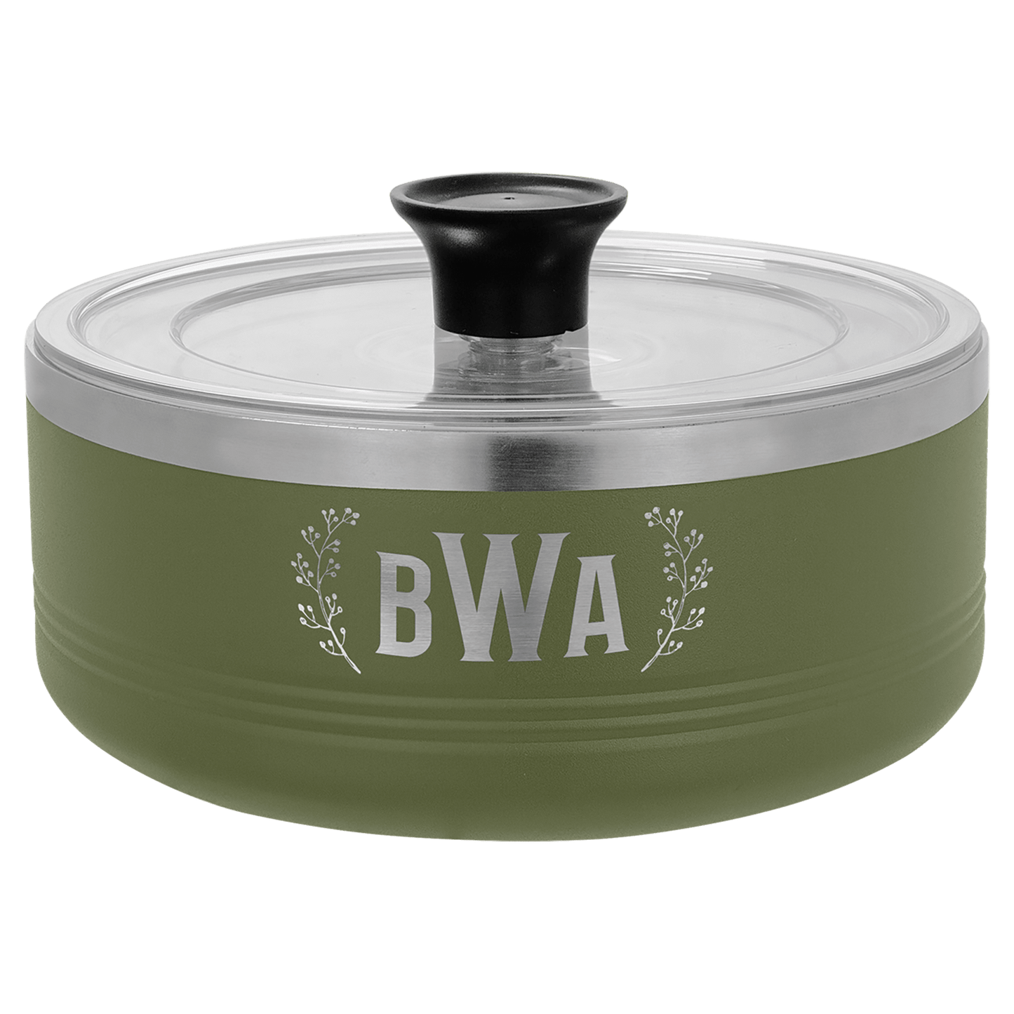 Custom Olive Green 1.25 Quart Polar Camel Serving Bowl with Lid - Stainless Steel