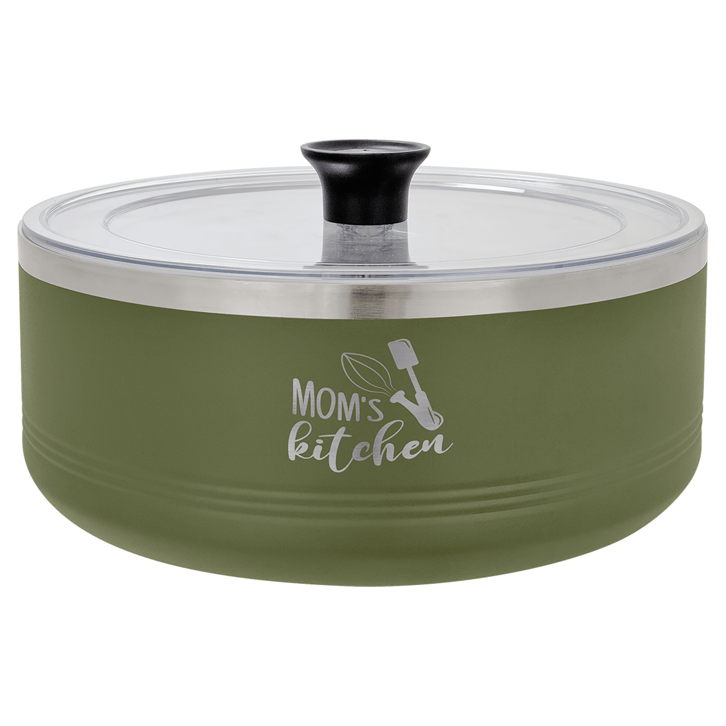Custom Olive Green 3 Quart Polar Camel Serving Bowl with Lid - Stainless Steel
