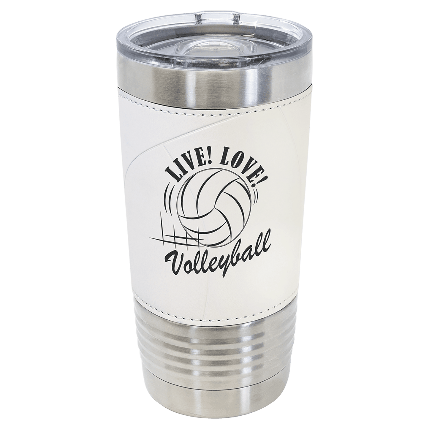 Volleyball Sport Custom Laser Engraved Tumbler - White