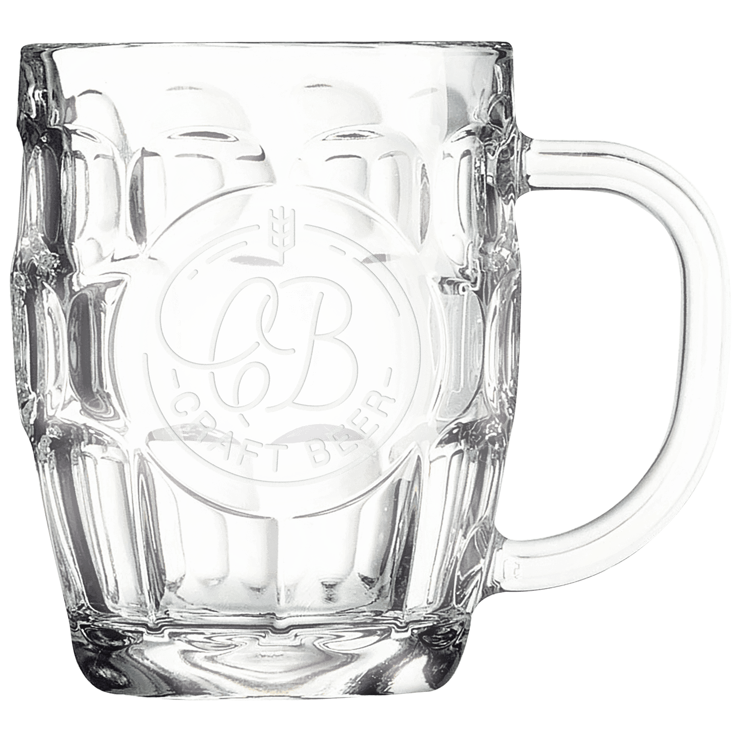 Glass Beer Custom Engraved Mug with Handle and Round Engraving Area