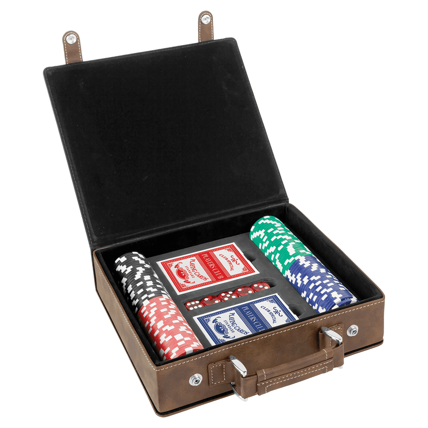Personalized Rustic/Gold Leatherette Poker Set - Leatherette