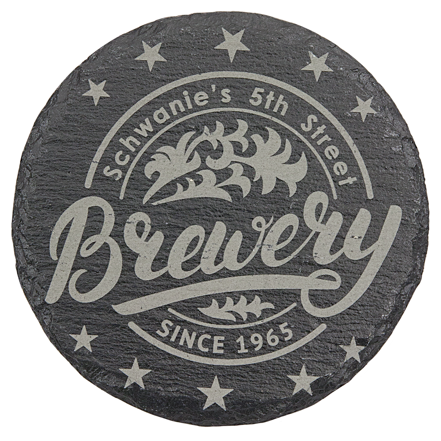Round Slate Custom Engraved Coaster with Foam Pads