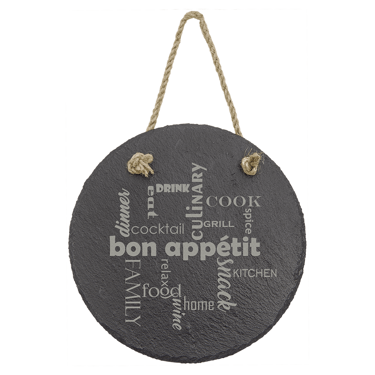 Personalized Round Slate Decor with Hanging String