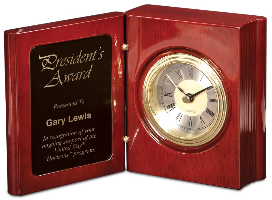 Custom Rosewood Piano Finish Book Clock