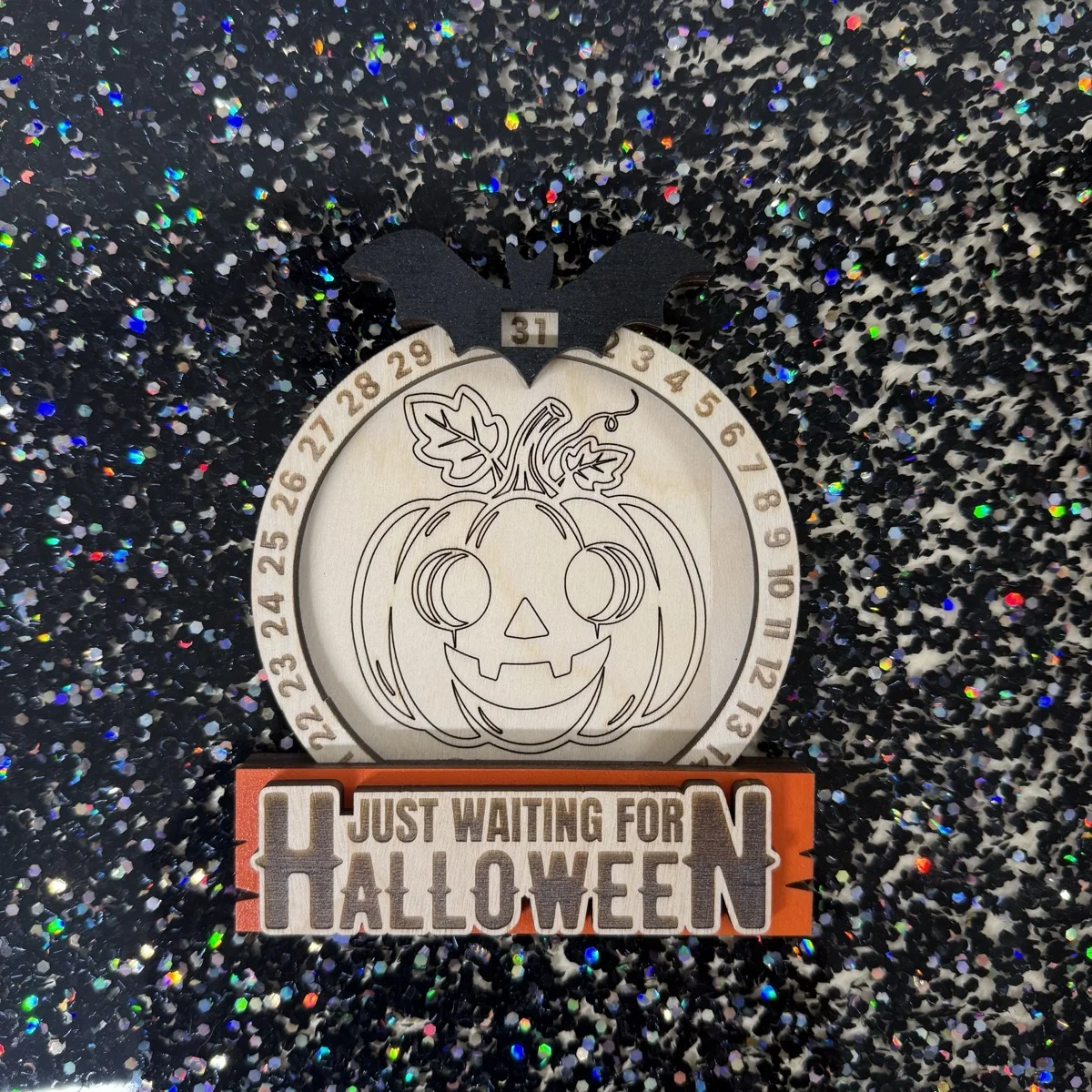 Custom Halloween countdown calendar — laser cut and engraved wood advent-style holiday décor, Southwest Florida