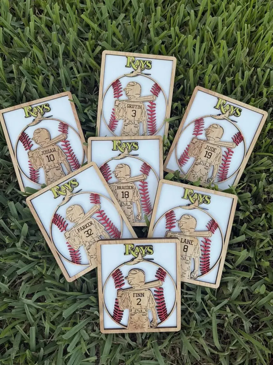 Tampa Bay Rays bulk team player cards — personalized laser engraved baseball gifts, Estero Florida