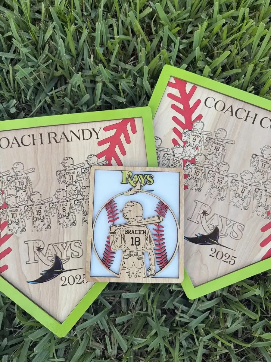 Tampa Bay Rays personalized baseball home plate plaque — custom laser engraved team gift, Fort Myers Florida