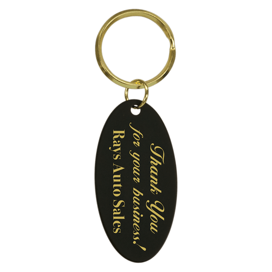 Black Brass Oval Personalized Keychain