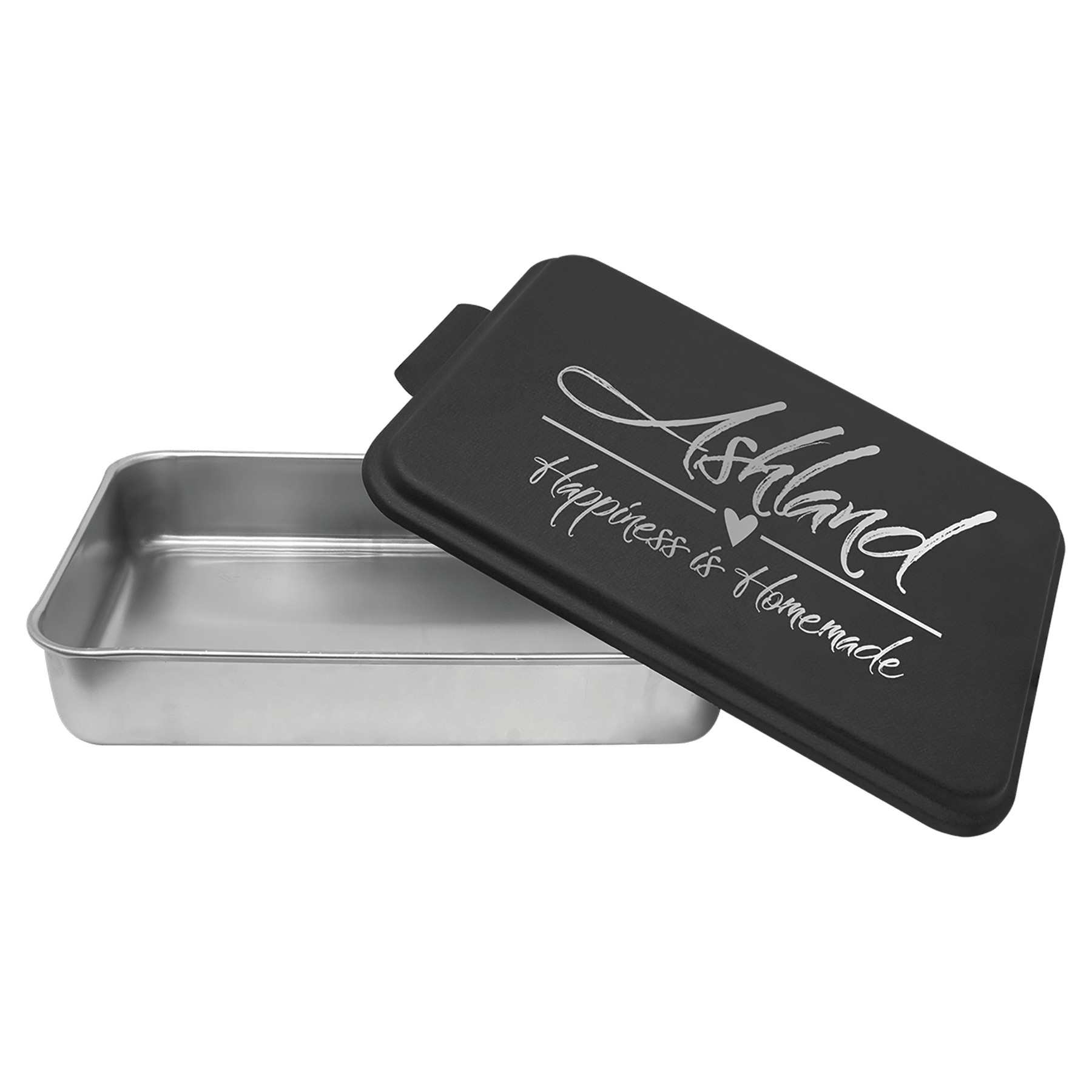 Personalized Aluminum Cake Pan with Black Powder Coated Lid