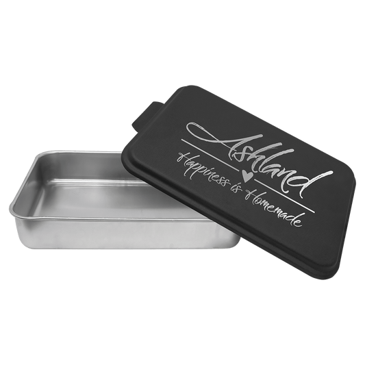 Personalized Aluminum Cake Pan with Black Powder Coated Lid