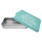 Personalized Aluminum Cake Pan with Teal Powder Coated Lid