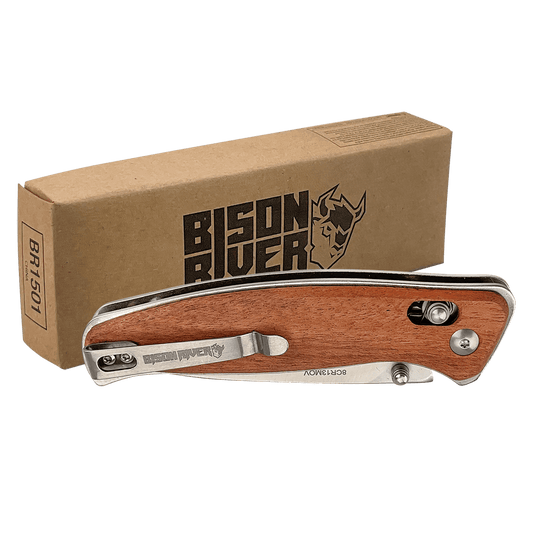 Personalized Wood Handle Button Lock Knife - Wood