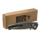 Personalized Bison River Black Anodized Aluminum Handle Button Lock Knife