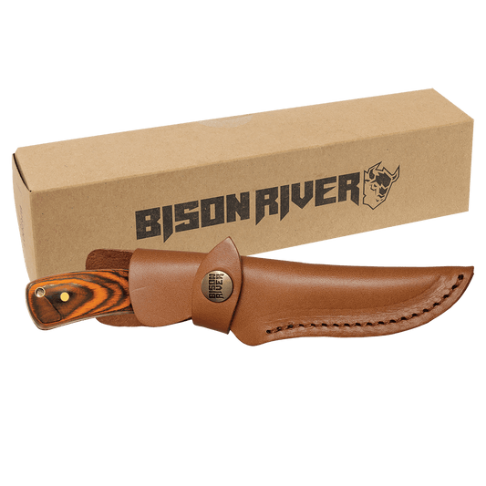 Personalized Fixed Blade Wood Handle Knife with Stainless Steel Blade and Leather Sheath - Wood