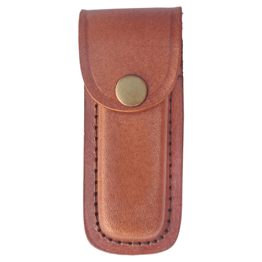 Personalized Bison River Leather Sheath with Snap Closure for 4 Folding Knife