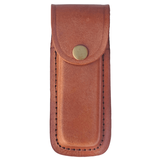 Personalized Bison River Leather Sheath with Snap Closure for 5 Folding Knife
