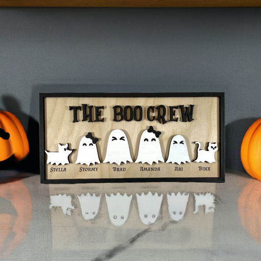 Boo Crew Ghost Family Sign | Perfect Boho Halloween Farmhouse Decor