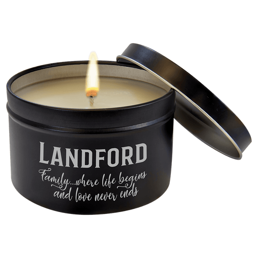Personalized Peppermint Twist Black Metal Tin Candle