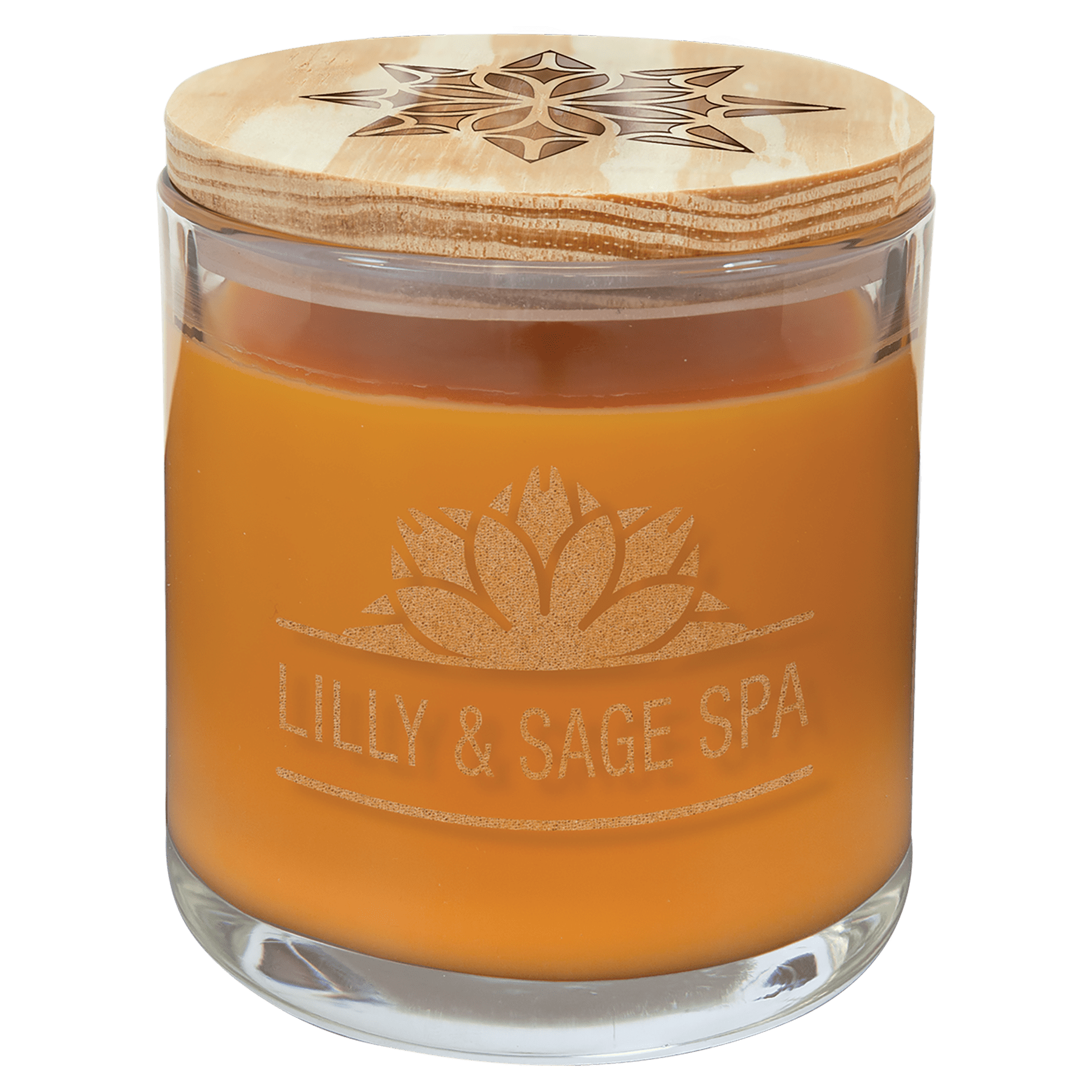 Bright Citrus Custom Engraved Glass Candle with Wood Lid
